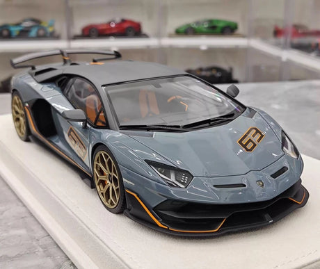 [Make Up] 1:18 Lamborghini 2018 Aventador SVJ Gray Model Car Resin
