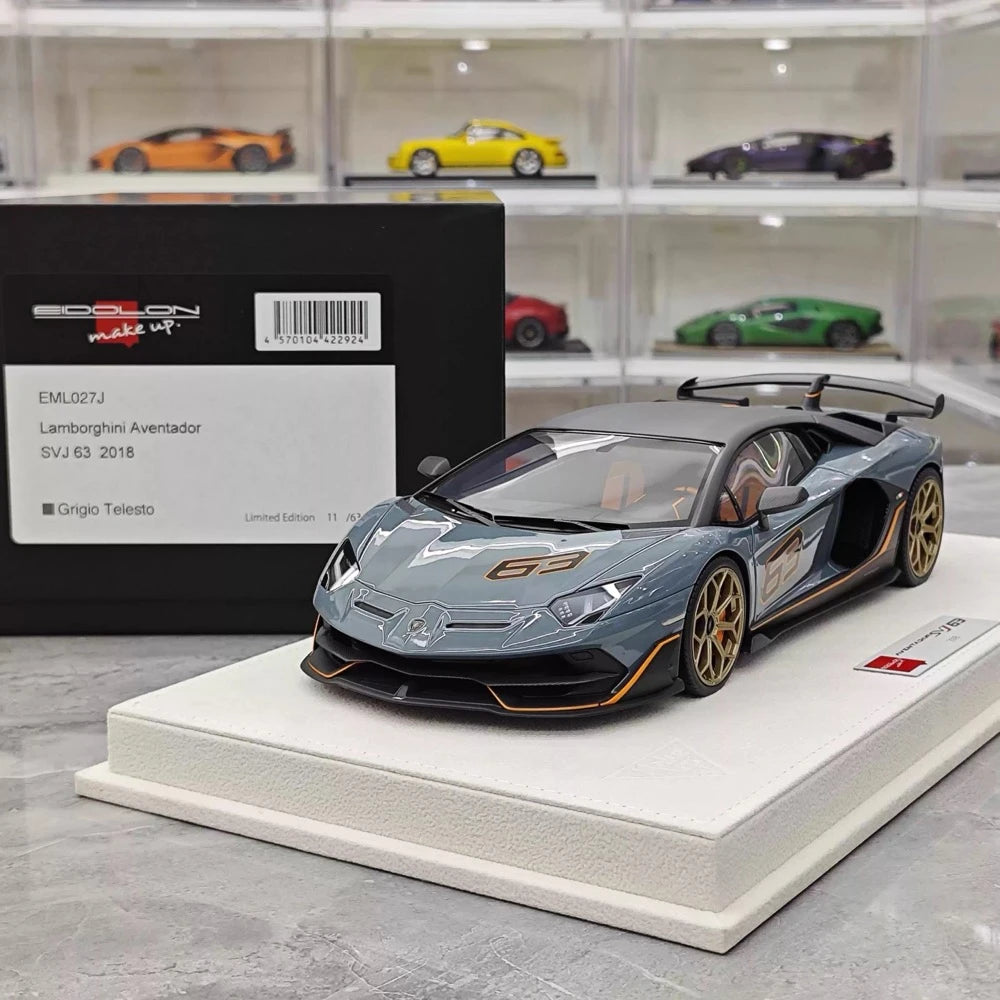 [Make Up] 1:18 Lamborghini 2018 Aventador SVJ Gray Model Car Resin