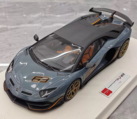[Make Up] 1:18 Lamborghini 2018 Aventador SVJ Gray Model Car Resin