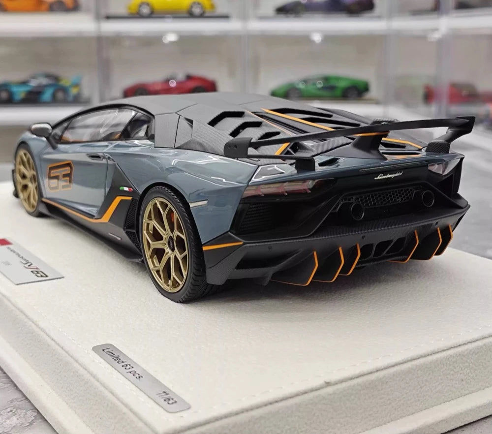 [Make Up] 1:18 Lamborghini 2018 Aventador SVJ Gray Model Car Resin