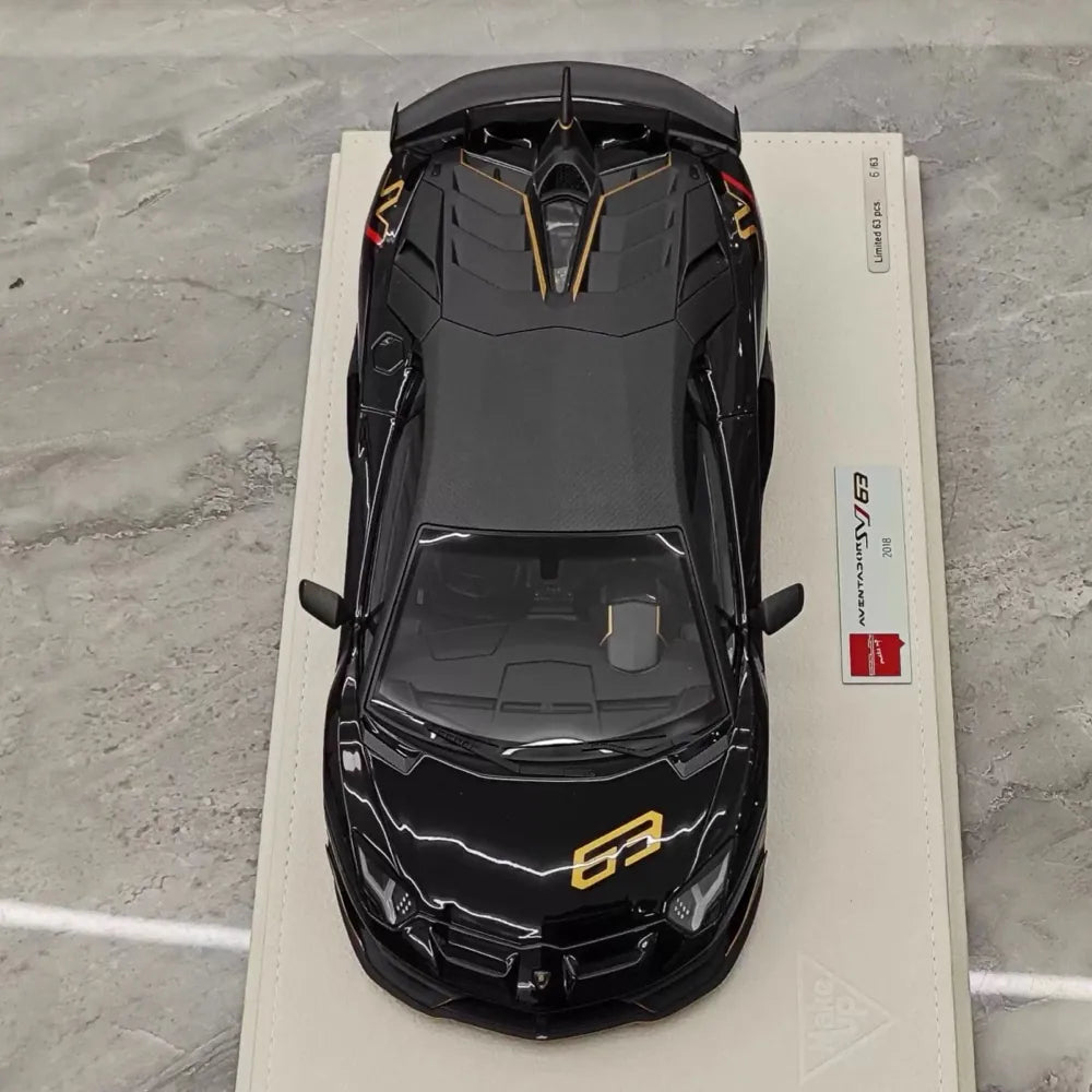 [Make Up] 1:18 Lamborghini 2018 Aventador SVJ Black Model Car Resin