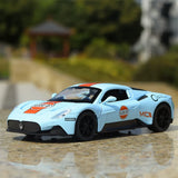 Maserati 2020 MC20 Gulf Livery 1:32 – Druckguss-Display-Modell in Druckguss