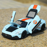 Maserati 2020 MC20 Gulf Livery 1:32 – Druckguss-Display-Modell in Druckguss