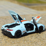 Maserati 2020 MC20 Gulf Livery 1:32 – Druckguss-Display-Modell in Druckguss