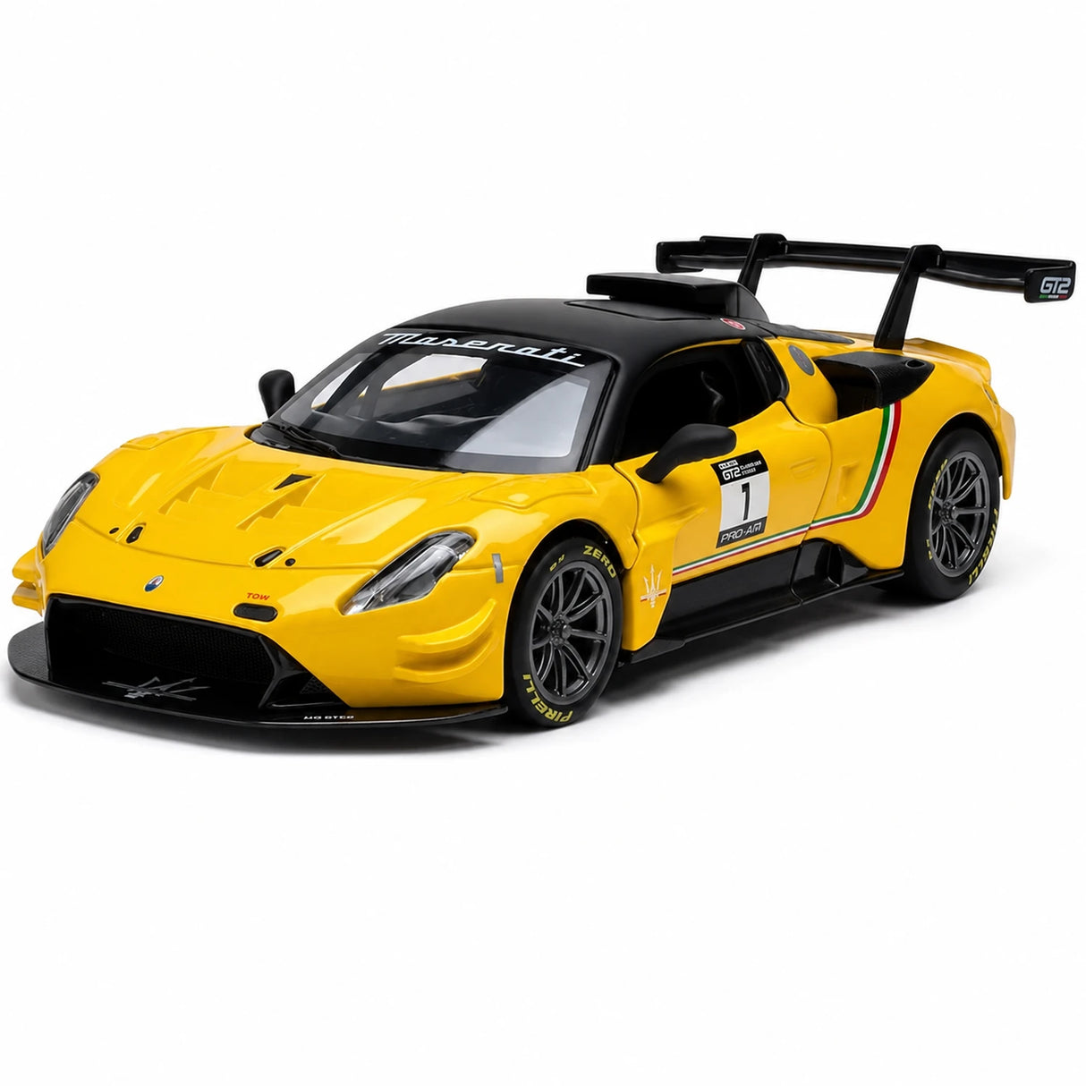Maserati 2023 GT2 Gelbe 1:32 – Druckguss-Display-Modell in Druckguss