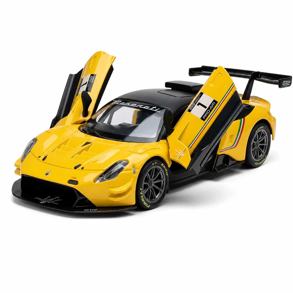 Maserati 2023 GT2 Gelbe 1:32 – Druckguss-Display-Modell in Druckguss