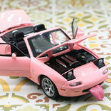 Mazda 1989 MX-5 Miata NA rosa 1:32 – pressgjuten visningsmodell