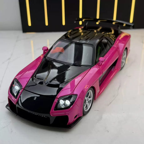Mazda 1992 RX-7 FD3S JDM Modifierad lila 1:24 – Diecast-displaymodell gjutet