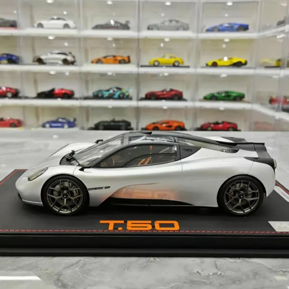 [Meko] 1:18 Gordon Murray Automotive 2020 T50 argento modellino di auto resina
