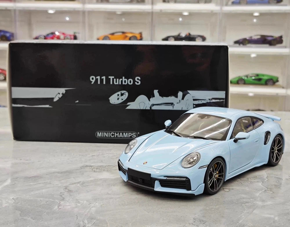 [Minichamps] 1:18 Porsche 2020 911 992 Turbo S Blue Model Car Die-Cast