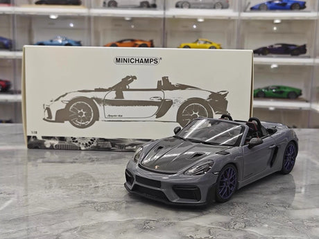 [Minichamps] 1:18 Porsche 2023 718 GT4 RS Roadster Gray Model Car Die-Cast