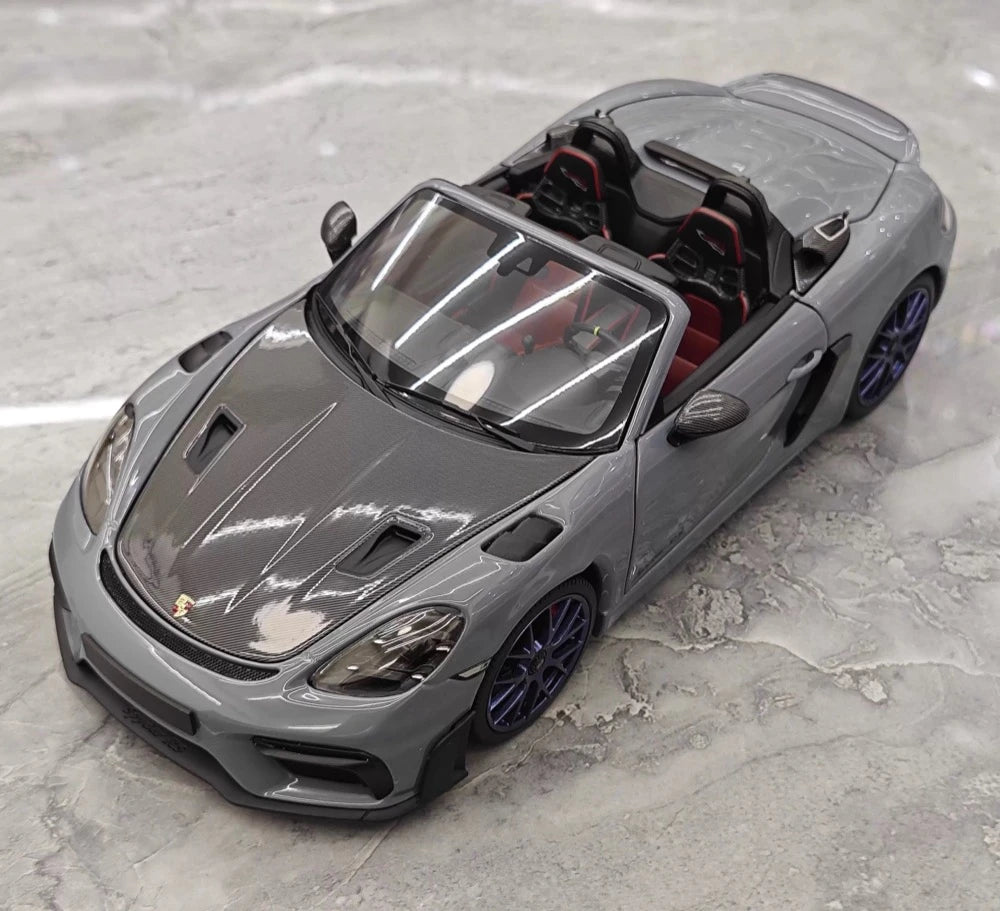 [Minichamps] 1:18 Porsche 2023 718 GT4 RS Roadster Gray Model Car Die-Cast