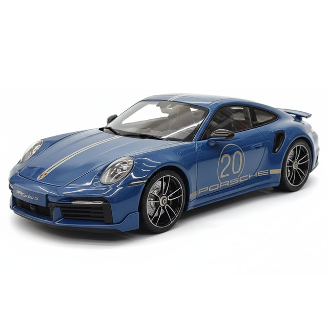 [Minichamps] 1:18 Porsche 2023 911 992 Turbo S 20th Anniversary bleu voiture miniature Die-Cast