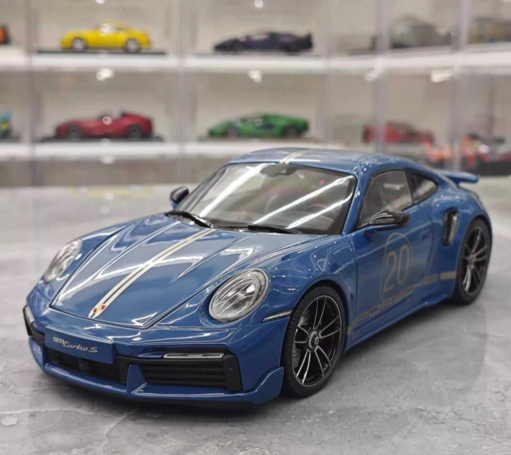 [Minichamps] 1:18 Porsche 2023 911 992 Turbo S 20th Anniversary Blue Model Car Die-Cast