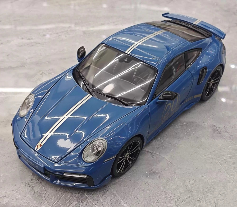 [Minichamps] 1:18 Porsche 2023 911 992 Turbo S 20th Anniversary Blue Model Car Die-Cast