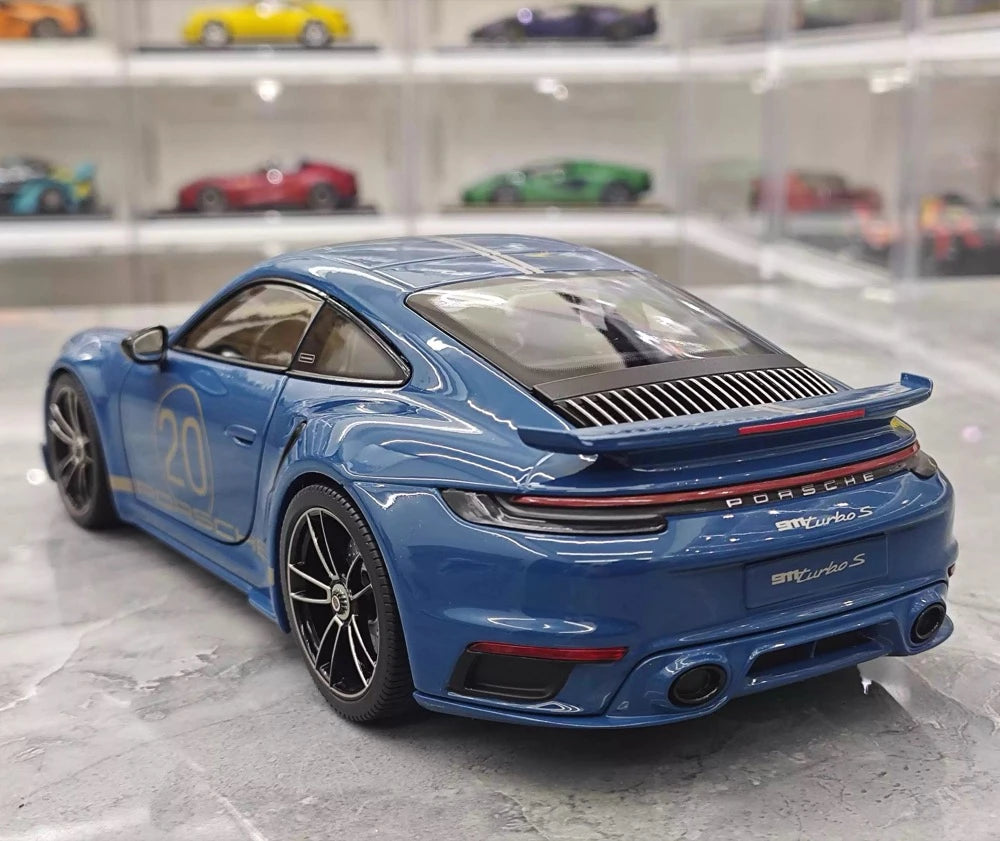 [Minichamps] 1:18 Porsche 2023 911 992 Turbo S 20th Anniversary Blue Model Car Die-Cast