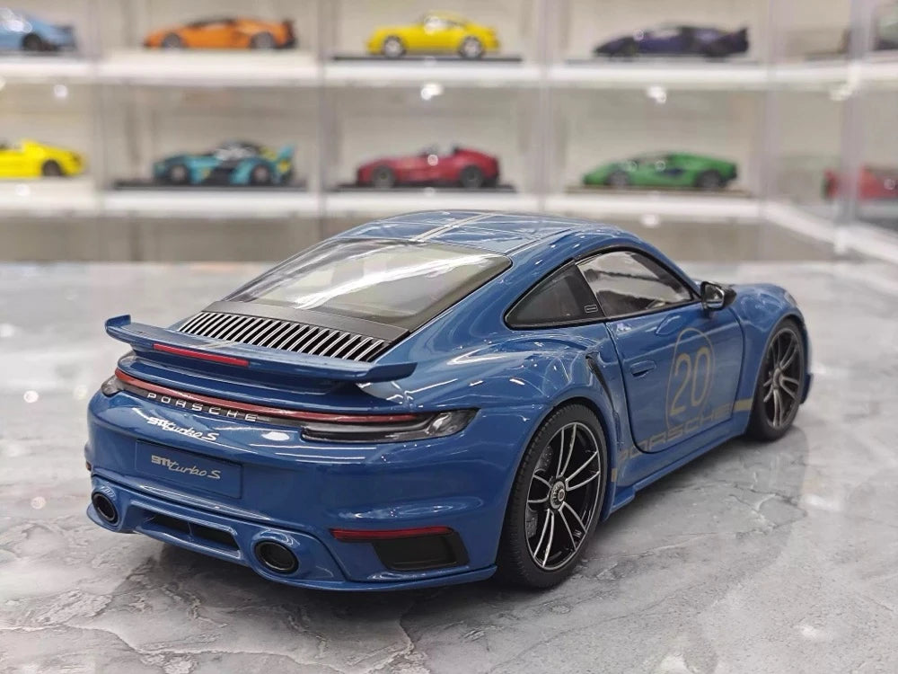 [Minichamps] 1:18 Porsche 2023 911 992 Turbo S 20th Anniversary Blue Model Car Die-Cast
