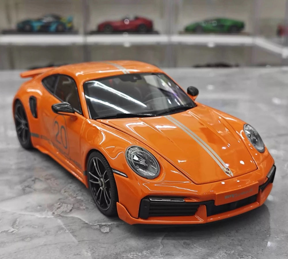 [Minichamps] 1:18 Porsche 2023 911 992 Turbo S 20th Anniversary Orange Model Car Die-Cast
