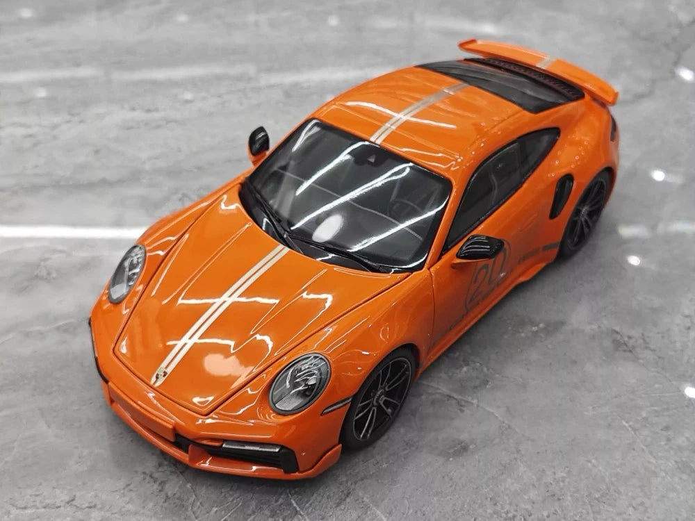 [Minichamps] 1:18 Porsche 2023 911 992 Turbo S 20th Anniversary Orange Model Car Die-Cast