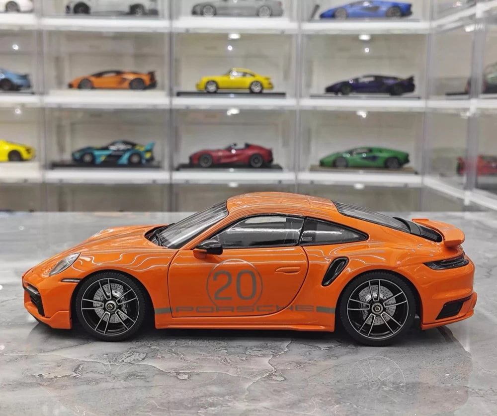 [Minichamps] 1:18 Porsche 2023 911 992 Turbo S 20th Anniversary Orange Model Car Die-Cast