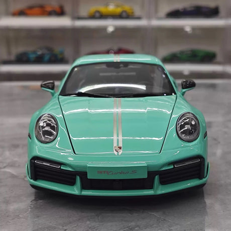 [Minichamps] 1:18 Porsche 2023 911 992 Turbo S 20th Anniversary Tiffany Blue Model Car Die-Cast