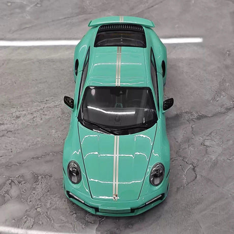 [Minichamps] 1:18 Porsche 2023 911 992 Turbo S 20th Anniversary Tiffany Blue Model Car Die-Cast