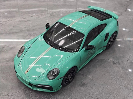 [Minichamps] 1:18 Porsche 2023 911 992 Turbo S 20th Anniversary Tiffany Blue Model Car Die-Cast