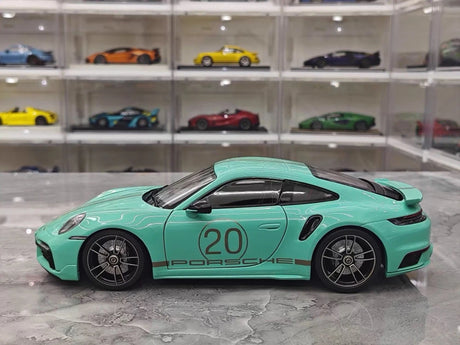 [Minichamps] 1:18 Porsche 2023 911 992 Turbo S 20th Anniversary Tiffany Blue Model Car Die-Cast