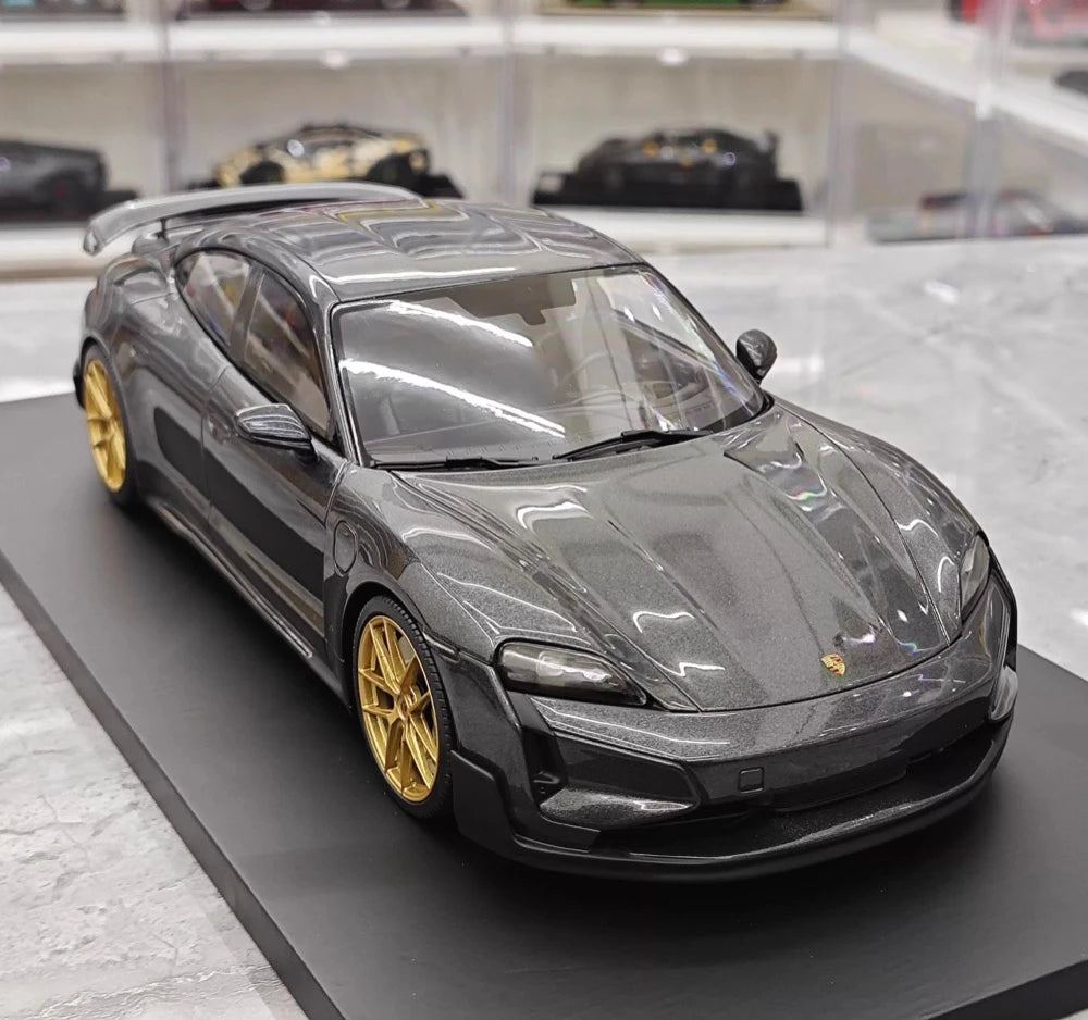 [Minichamps] 1:18 Porsche 2024 Taycan Turbo GT gris voiture miniature Resin