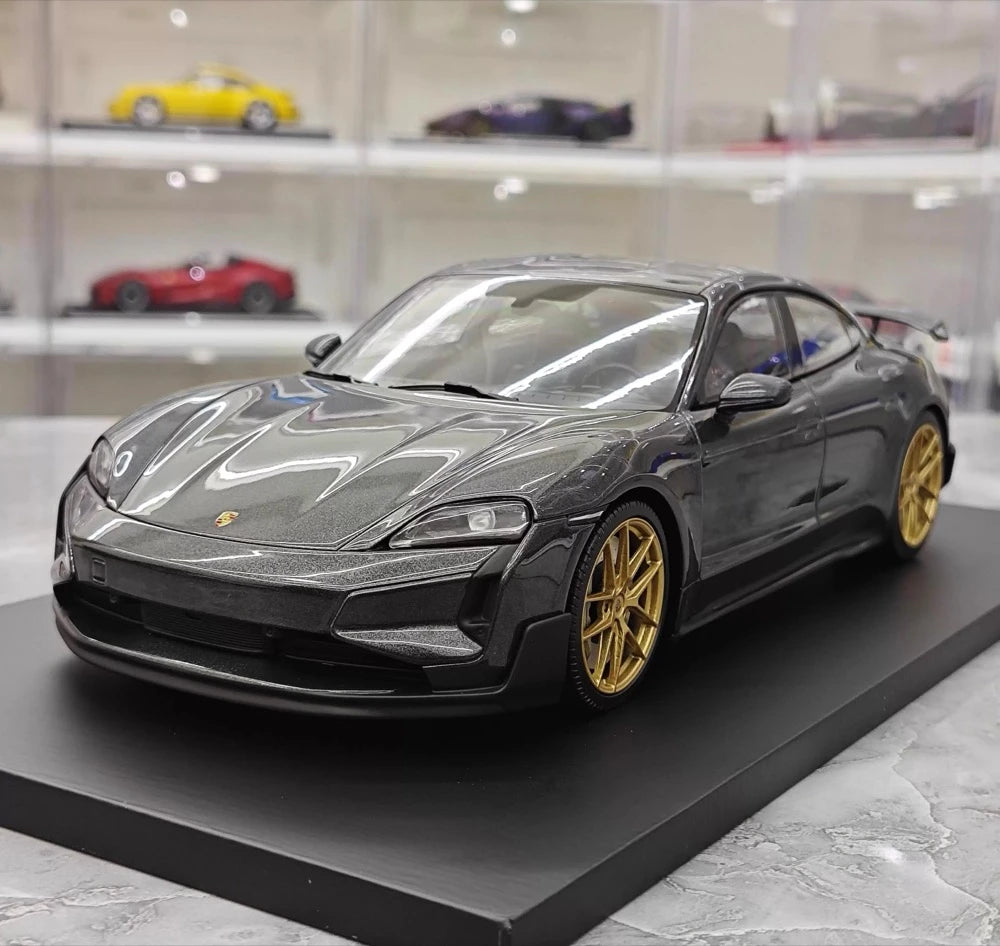 [Minichamps] 1:18 Porsche 2024 Taycan Turbo GT gris voiture miniature Resin