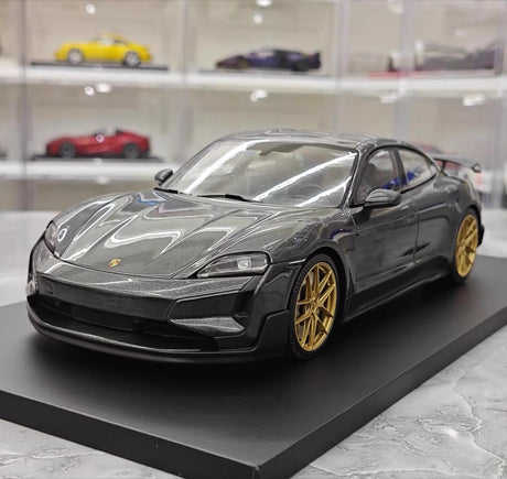 [Minichamps] 1:18 Porsche 2024 Taycan Turbo GT Gray Model Car Resin