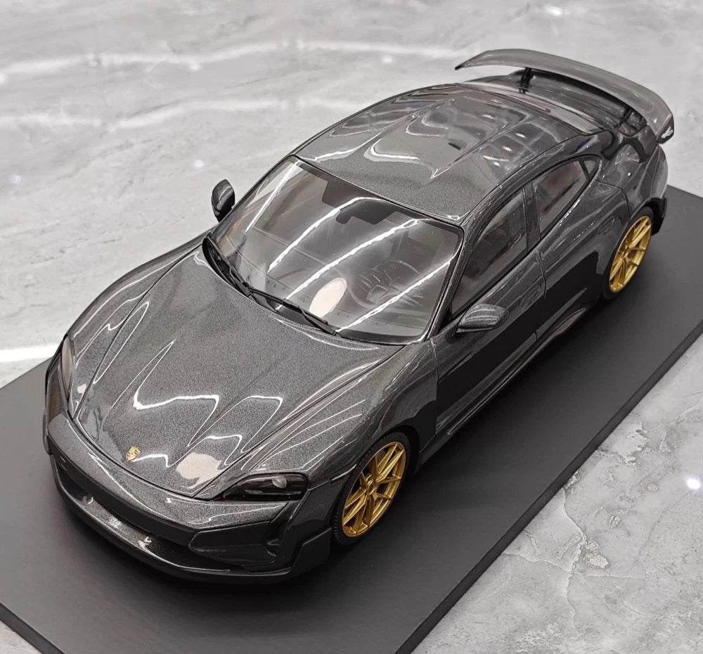 [Minichamps] 1:18 Porsche 2024 Taycan Turbo GT gris voiture miniature Resin