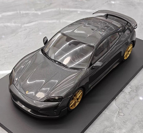 [Minichamps] 1:18 Porsche 2024 Taycan Turbo GT Gray Model Car Resin
