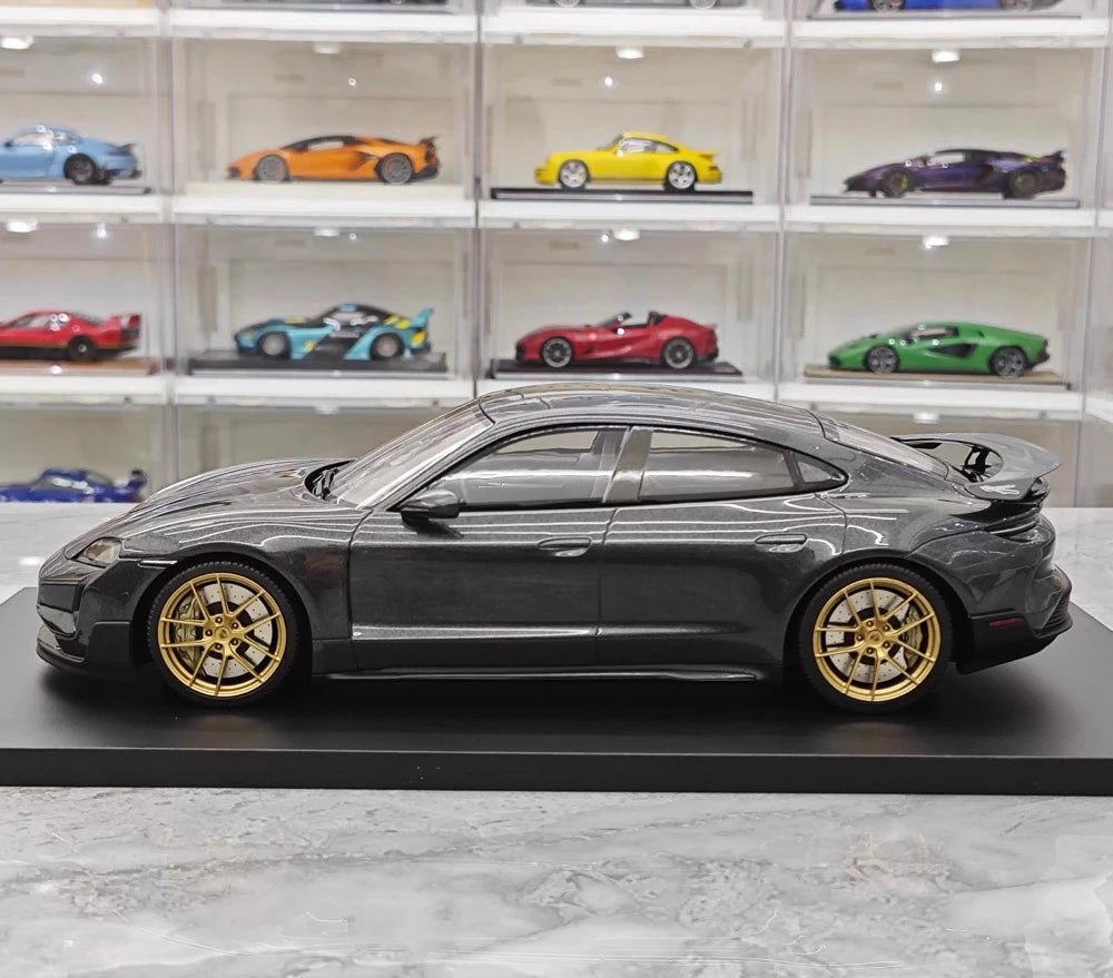 [Minichamps] 1:18 Porsche 2024 Taycan Turbo GT gris voiture miniature Resin
