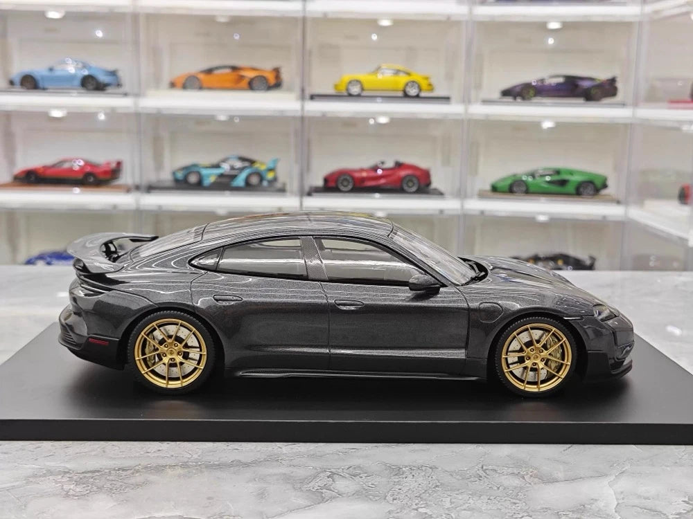 [Minichamps] 1:18 Porsche 2024 Taycan Turbo GT gris voiture miniature Resin
