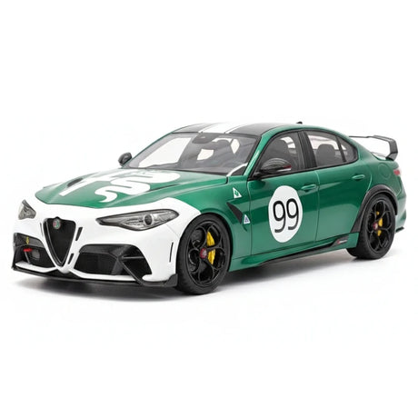 MotorHelix Alfa Romeo 2021 Giulia GTAm Green and White 1:18 – Collectible Diecast Model Die-Cast