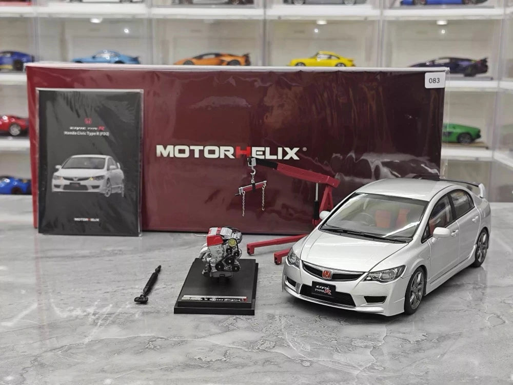 [MotorHelix] 1:18 Honda 2007 Civic Type R FD2 Silver Model Car Die-Cast