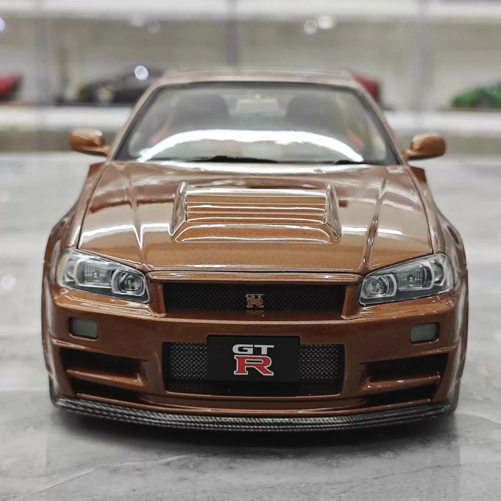 [MotorHelix] 1:18 Nissan 1999 Skyline GTR R34 Brown Model Car Die-Cast