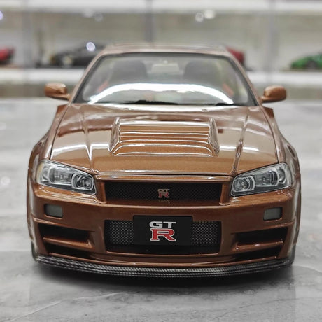 [MotorHelix] 1:18 Nissan 1999 Skyline GTR R34 Brown Model Car Die-Cast