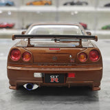 [MotorHelix] 1:18 Nissan 1999 Skyline GTR R34 Brown Model Car Die-Cast