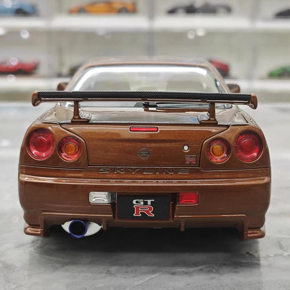 [MotorHelix] 1:18 Nissan 1999 Skyline GTR R34 Brown Model Car Die-Cast