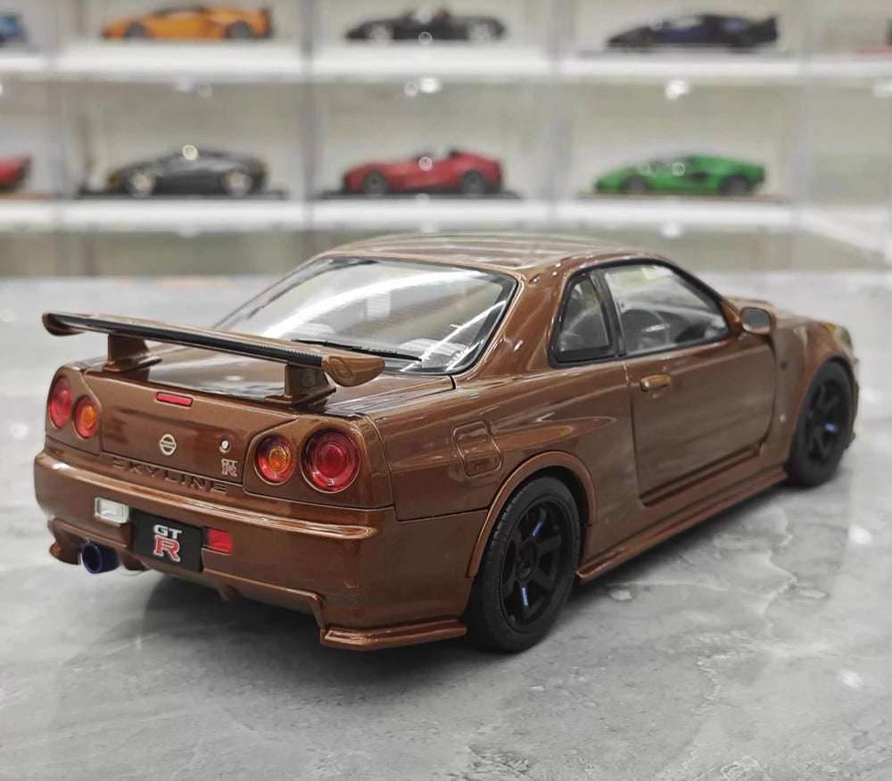 [MotorHelix] 1:18 Nissan 1999 Skyline GTR R34 Brown Model Car Die-Cast