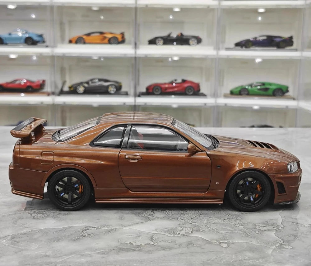 [MotorHelix] 1:18 Nissan 1999 Skyline GTR R34 Brown Model Car Die-Cast