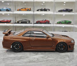 [MotorHelix] 1:18 Nissan 1999 Skyline GTR R34 Brown Model Car Die-Cast