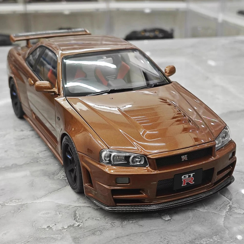 [MotorHelix] 1:18 Nissan 1999 Skyline GTR R34 Brown Model Car Die-Cast