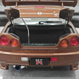 [MotorHelix] 1:18 Nissan 1999 Skyline GTR R34 Brown Model Car Die-Cast