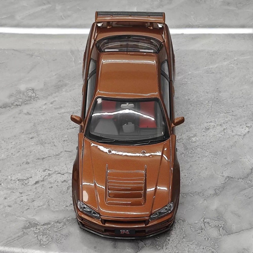 [MotorHelix] 1:18 Nissan 1999 Skyline GTR R34 Brown Model Car Die-Cast