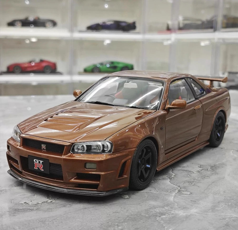 [MotorHelix] 1:18 Nissan 1999 Skyline GTR R34 Brown Model Car Die-Cast