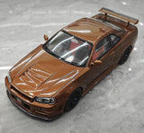 [MotorHelix] 1:18 Nissan 1999 Skyline GTR R34 Brown Model Car Die-Cast