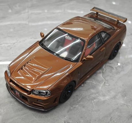 [MotorHelix] 1:18 Nissan 1999 Skyline GTR R34 Brown Model Car Die-Cast